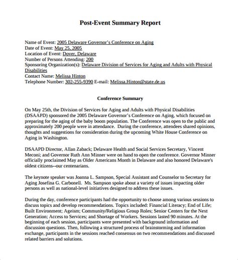 post conference summary report template